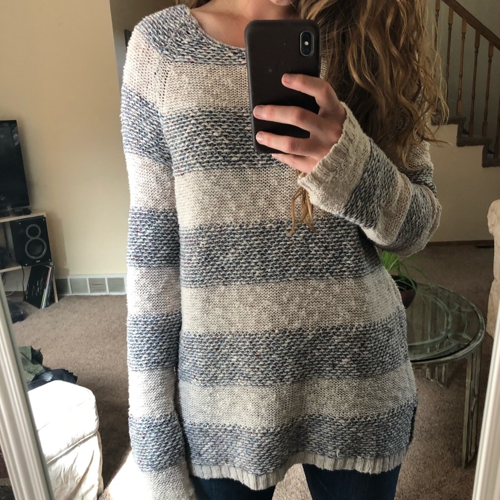 Gray and Cream, Long Sweater